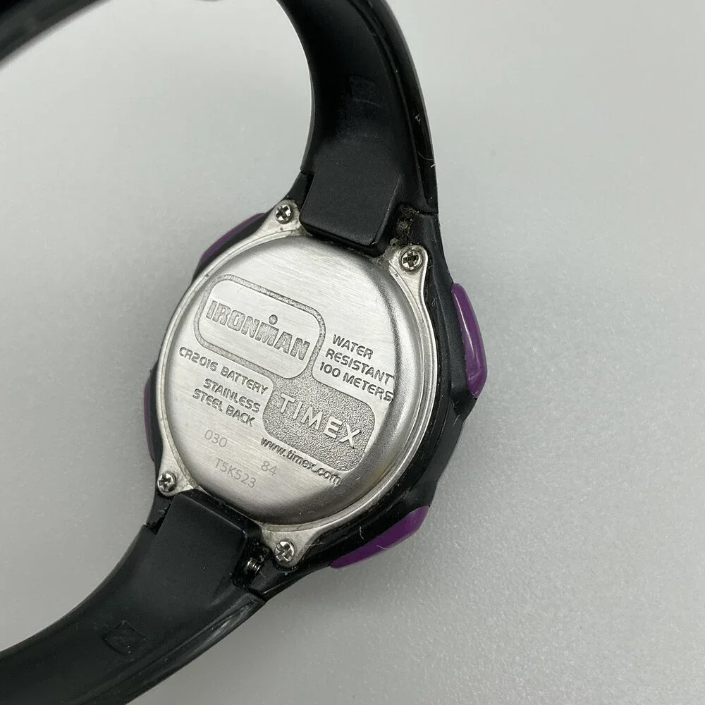 Timex Ironman Triathlon Womens Watch 34mm Black Purple T5K523 New Battery